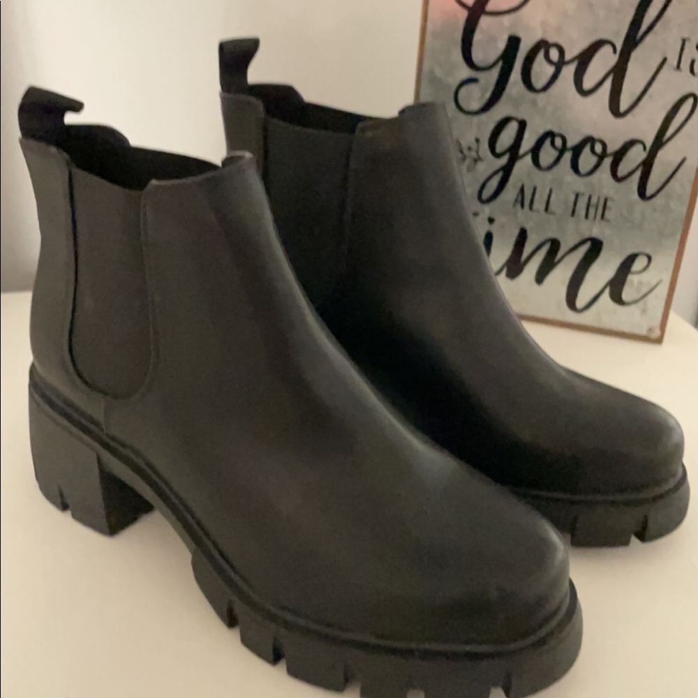Soda black combat booties